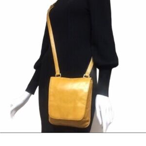 HOBO Small Leather Crossbody Bag in Mustard Yellow